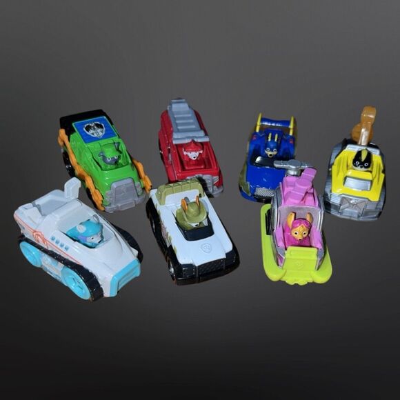Paw Patrol Lot of 7 TRUE METAL Mighty Pups Diecast Cars Everest Tracker Rubble - Picture 1 of 3